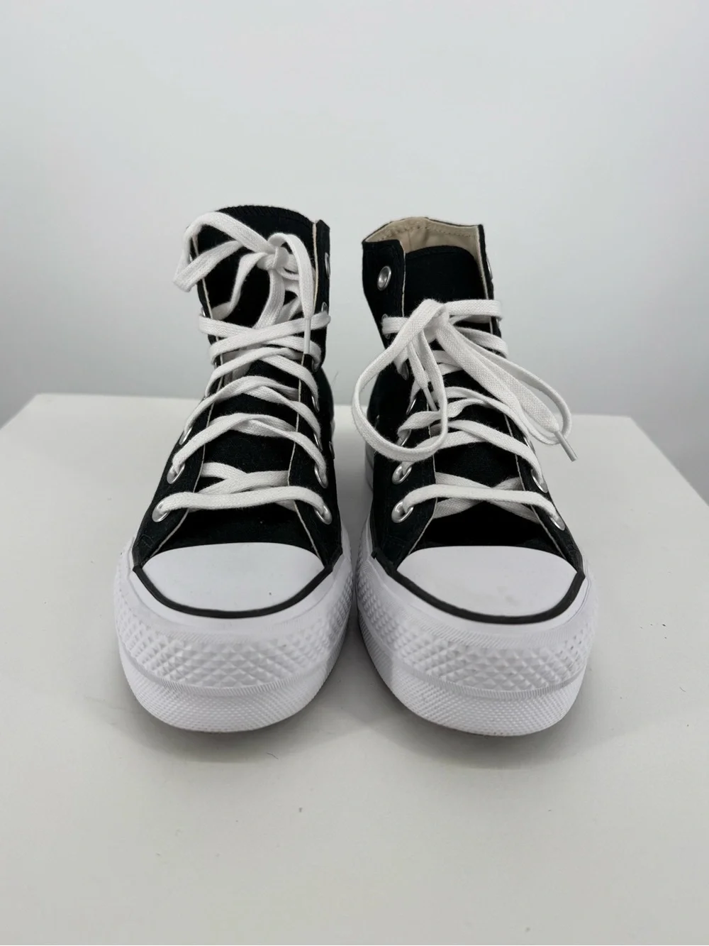 Black High-Top Canvas Sneakers with White Accents